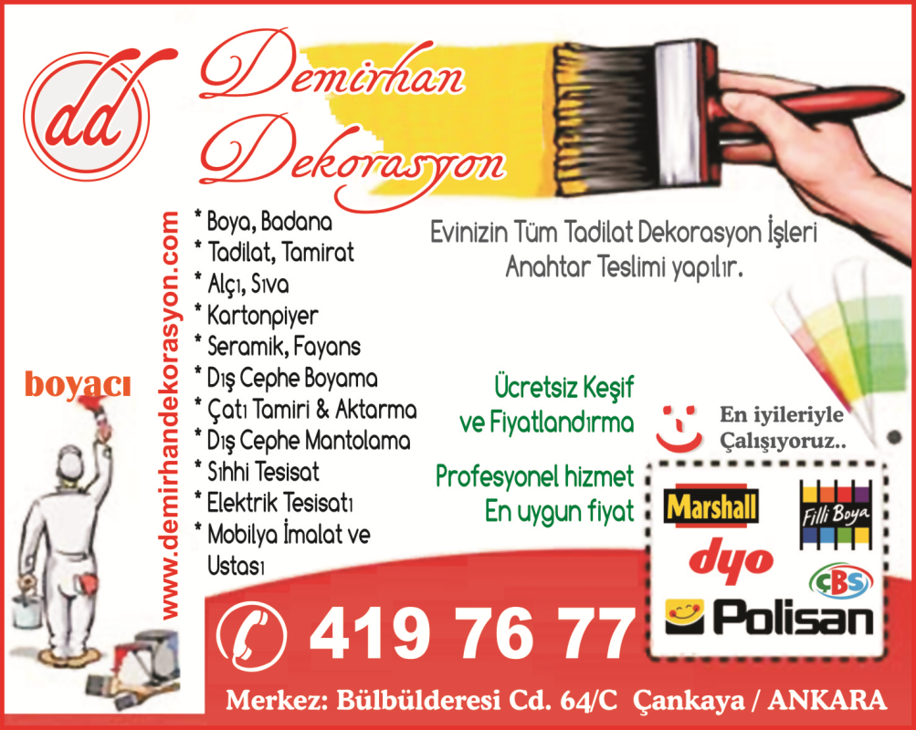 Ev Tadilatı Ankara (ücretsiz keşif telefonumuz 0312-4197677) Dekorasyon Ustası
